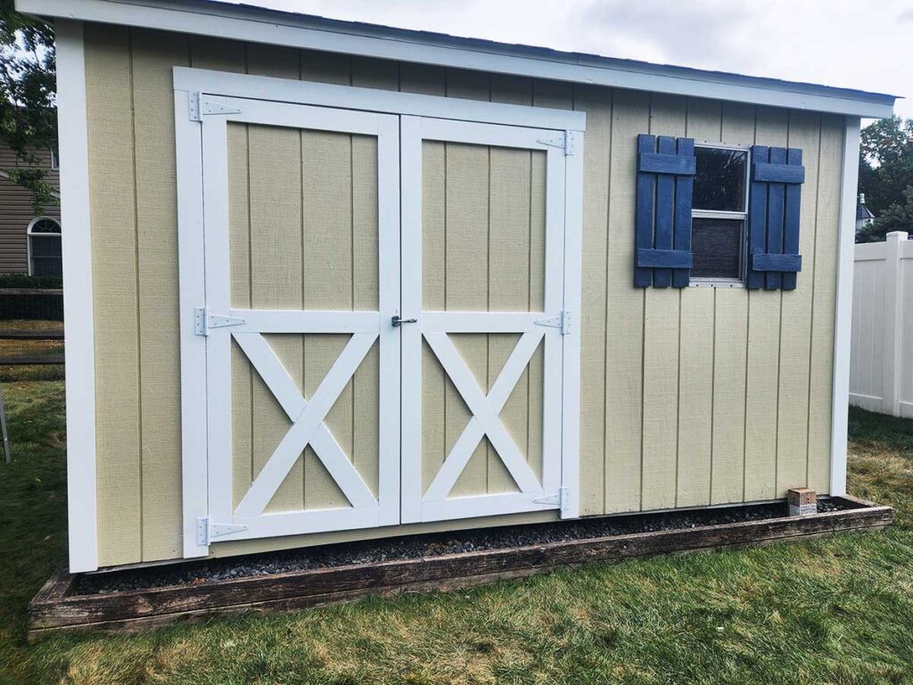 Shed door trim boards replaced